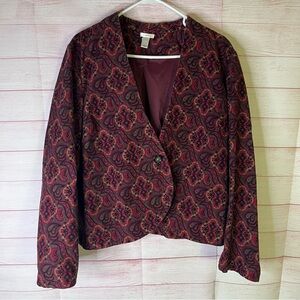 Old Navy Corduroy‎ Paisley Maroon Blazer Jacket Size XXL